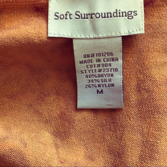 Soft Surroundings Silk Blend Orange Jeweled Geometric Pattern Top - Picture 5 of 5